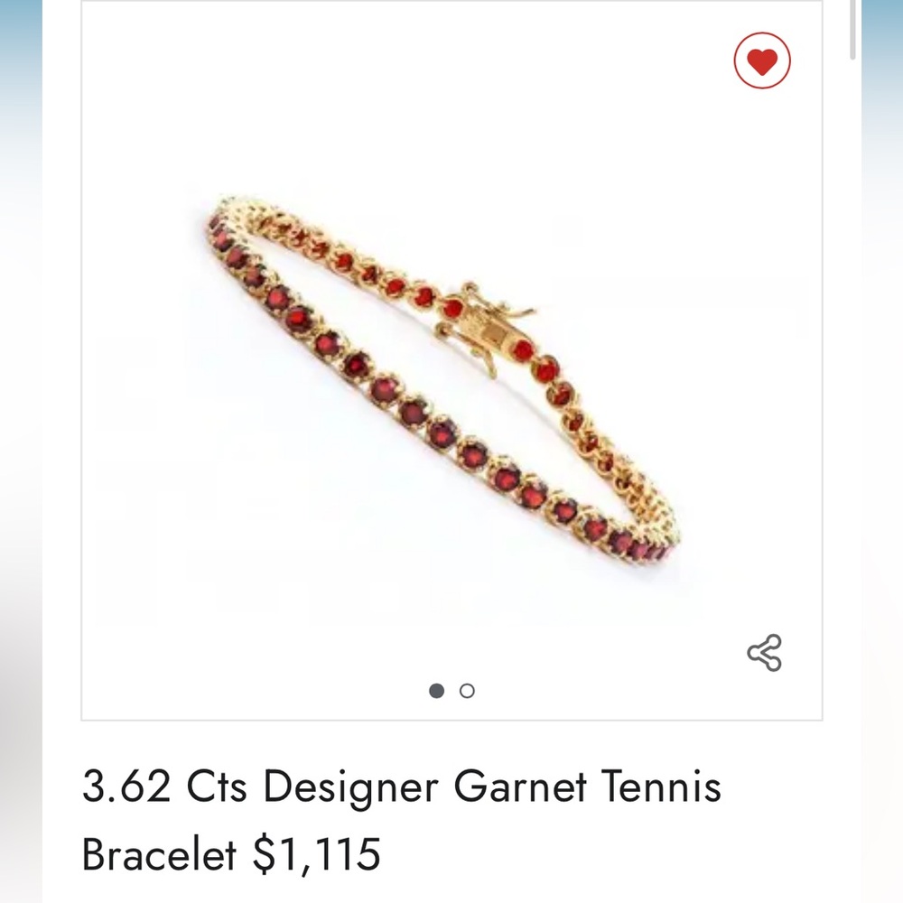 Women's Garnet Tennis Bracelet 7.5"